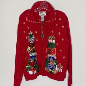 Heirloom Collec. Christmas red knit sweater Large